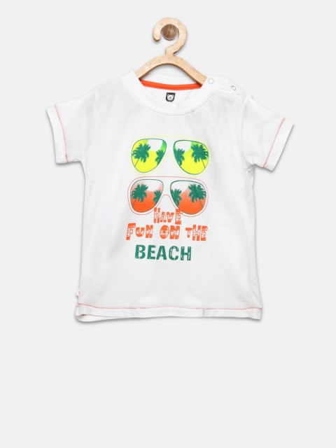 

Baby League Boys White Printed Round Neck T-shirt
