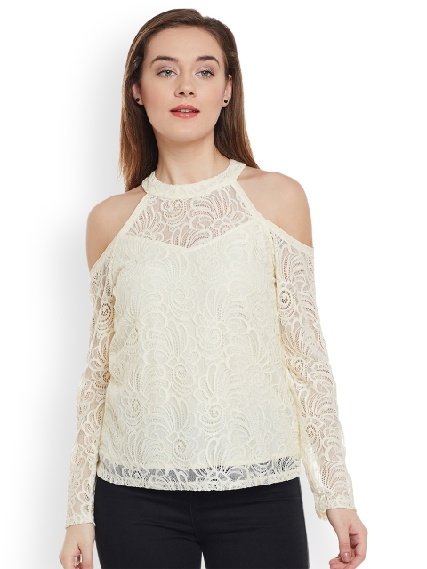 

Latin Quarters Women Off-White Self Design Top