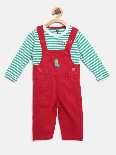 

Baby League Boys Green & Red Striped T-shirt with Dungarees