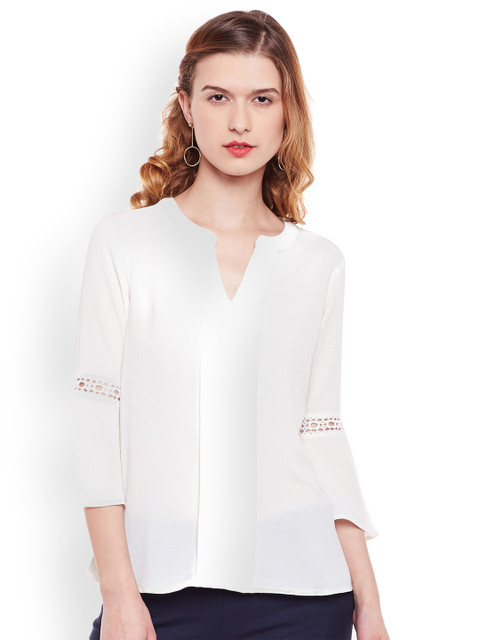 

Latin Quarters Women Off-White Solid Top
