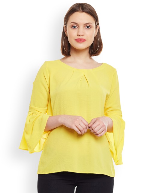 

Latin Quarters Women Yellow Solid Styled Back Top