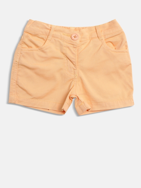 

Baby League Girls Peach-Coloured Solid Regular Fit Shorts