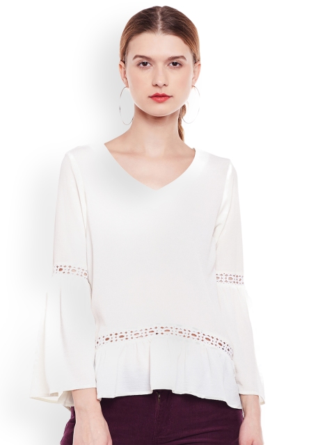 

Latin Quarters Women Off-White Solid A-Line Top