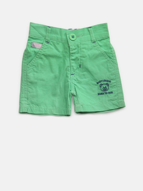 

Baby League Boys Green Solid Shorts