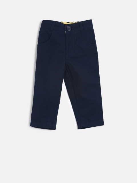 

612 league Boys Navy Blue Regular Fit Solid Regular Trousers