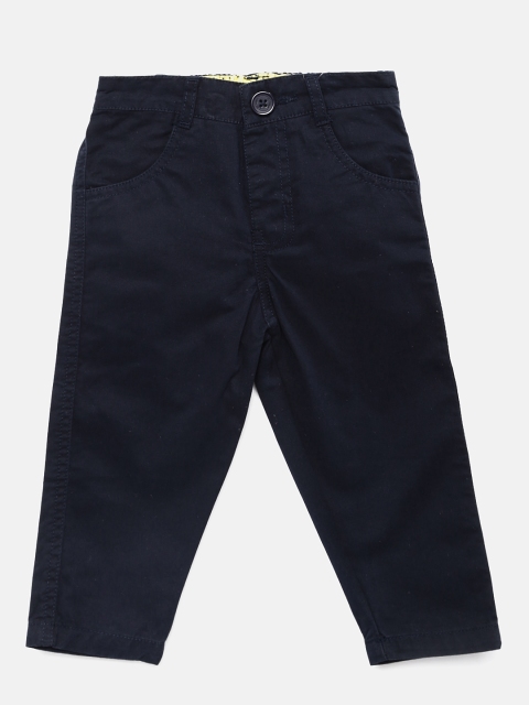 

612 league Boys Navy Blue Regular Fit Solid Regular Trousers