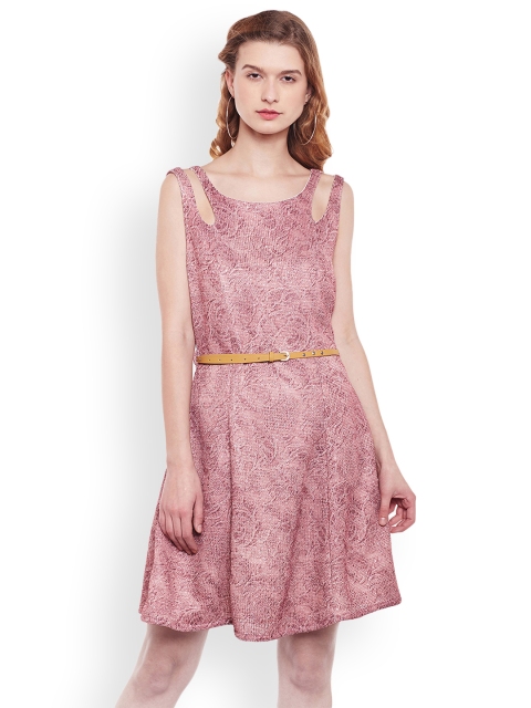 

Latin Quarters Women Pink Self Design Fit & Flare Dress