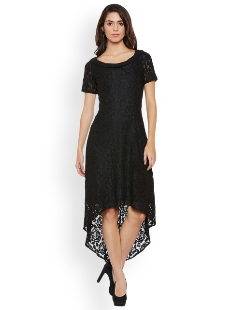 

Latin Quarters Women Black Self Design Maxi Dress