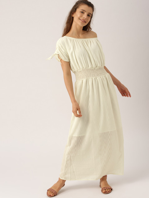 

DressBerry Women Off-White Self Design Maxi Dress