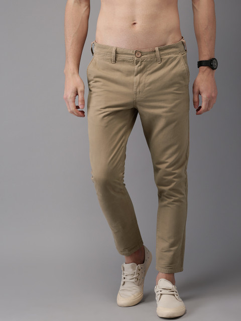 

HERE&NOW Men Brown Slim Fit Solid Cropped Chinos