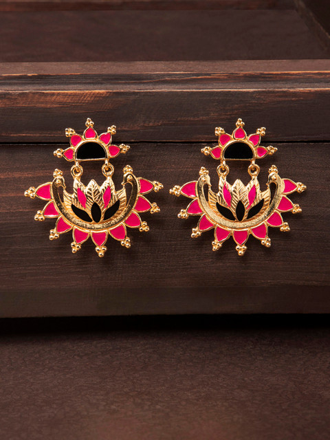 

Rubans Gold-Toned & Pink Classic Chandbalis