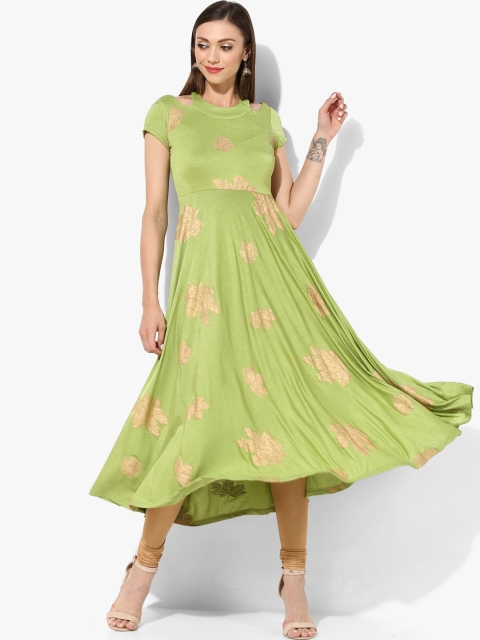 

Ira Soleil Women Green & Golden Printed A-Line Kurta