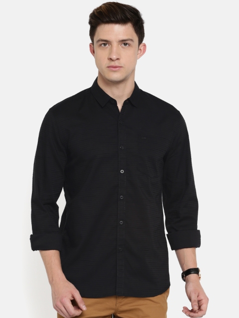 

Lee Men Black Slim Fit Self Design Casual Shirt