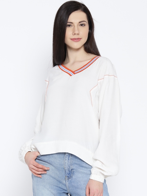 

Noi Women White Solid Boxy Top