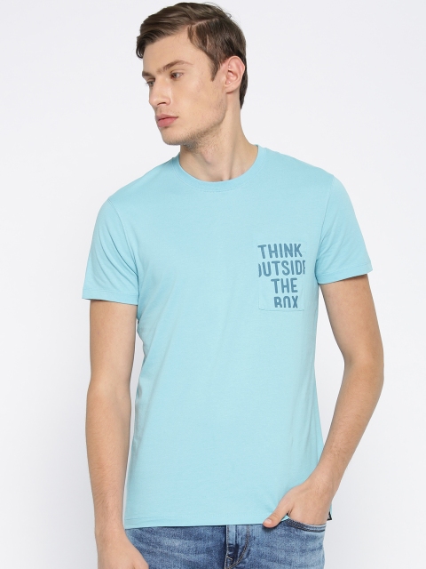 

Lee Men Blue Solid Sim Fit Round Neck Pure Cotton T-shirt