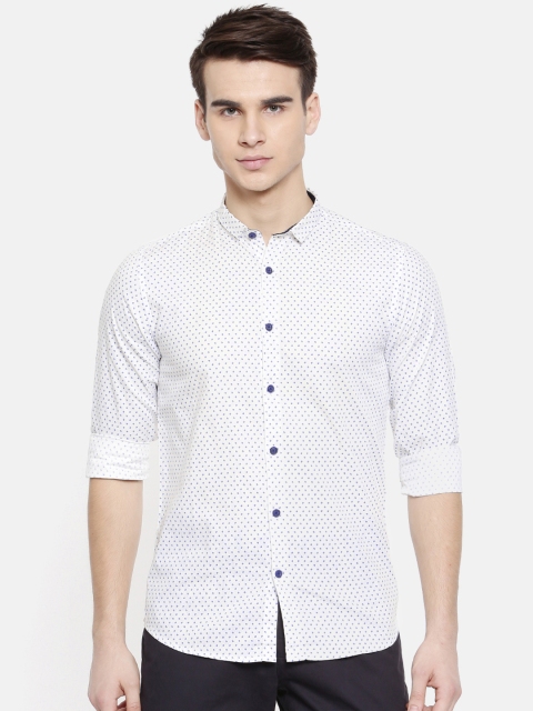 

Pepe Jeans Men White & Blue Slim Fit Printed Casual Shirt
