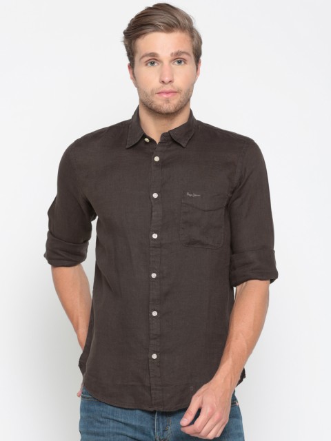 

Pepe Jeans Men Brown Regular Fit Solid Casual Shirt