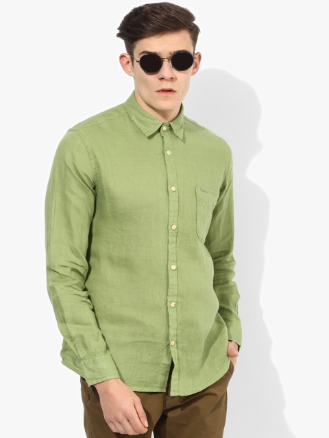 

Pepe Jeans Men Green Regular Fit Linen Casual Shirt