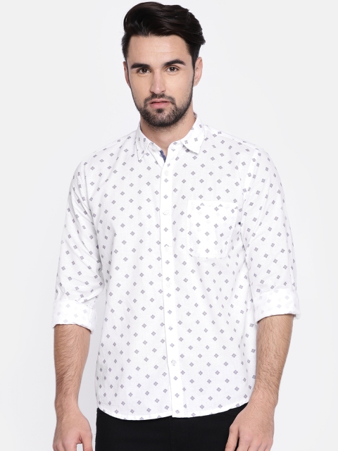 

Pepe Jeans Men White & Blue Regular Fit Printed Casual Shirt