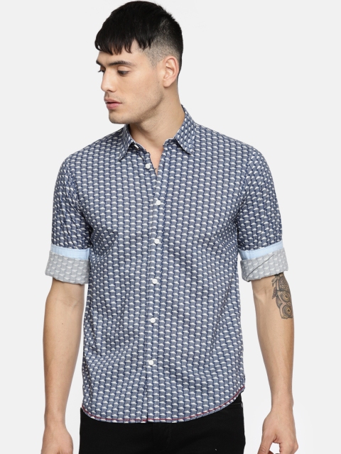 

Pepe Jeans Men Blue Printed Casual Shirt