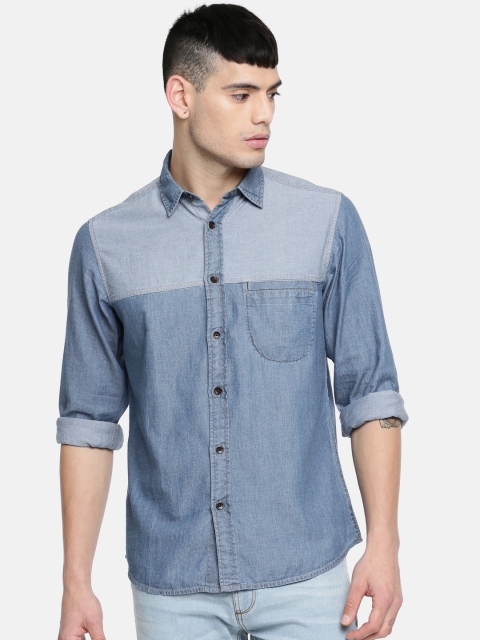 

Pepe Jeans Men Blue Regular Fit Colourblocked Casual Shirt