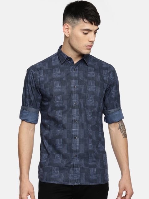 

Pepe Jeans Men Blue Printed Casual Shirt