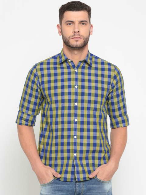 

Pepe Jeans Men Green & Blue Regular Fit Checked Casual Shirt