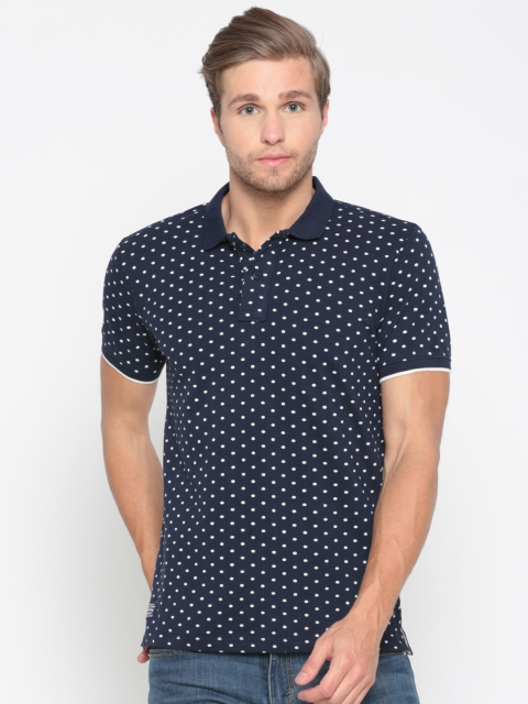 

Pepe Jeans Men Navy Blue Printed Polo Collar T-shirt