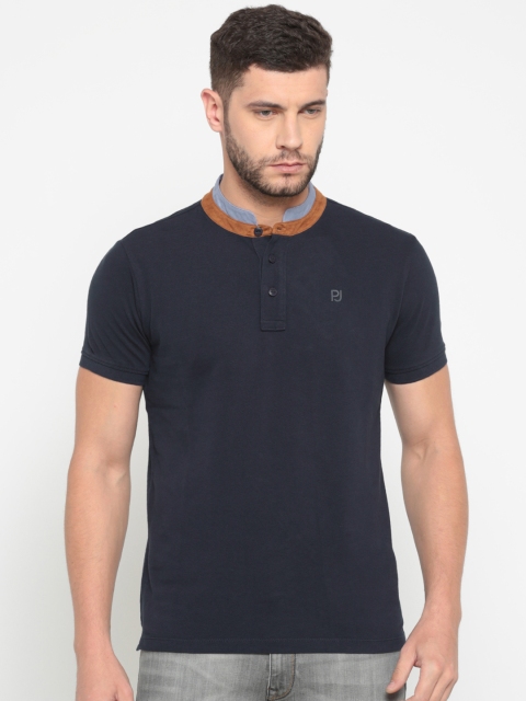 

Pepe Jeans Men Navy Blue Solid Henley T-shirt