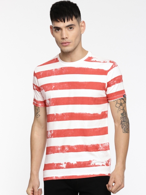 

Pepe Jeans Men Red & White Striped Round Neck T-shirt