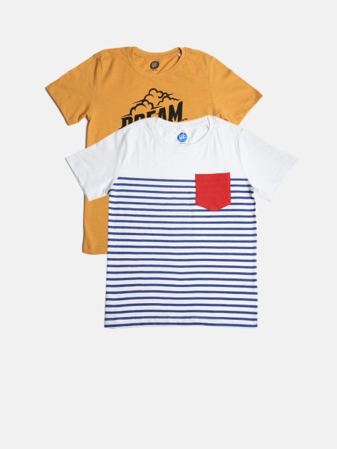 

YK Boys Pack of 2 Round Neck T-shirts, Mustard