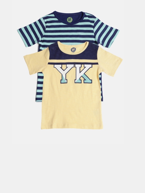 

YK Boys Pack of 2 Round Neck T-shirts, Yellow
