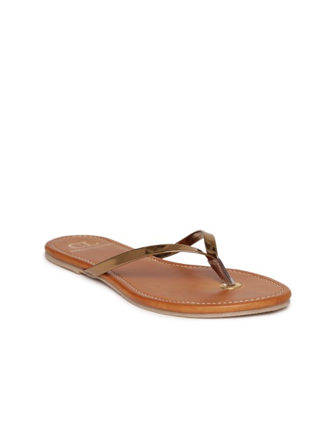 

Carlton London Women Gold-Toned Solid Open Toe Flats