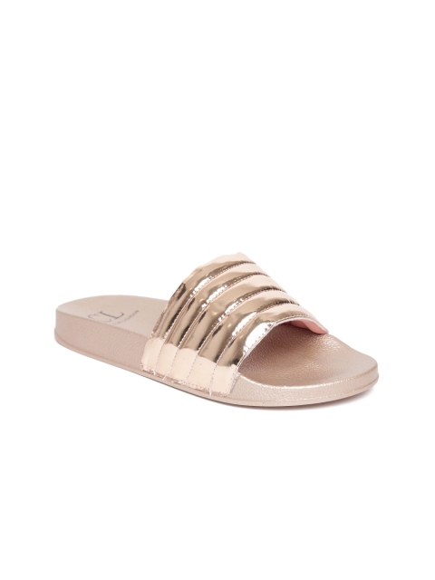 

Carlton London Women Rose Gold-Toned Solid Synthetic Open Toe Flats