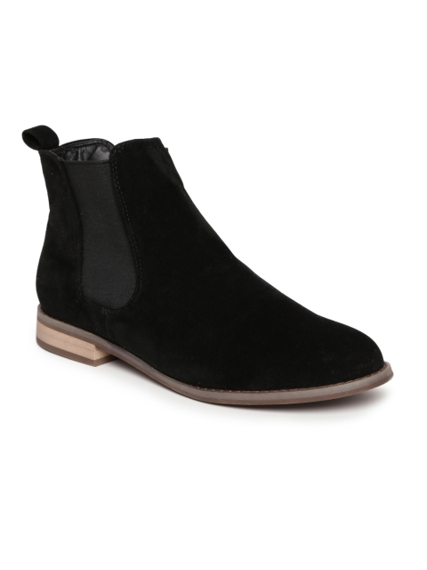 

Carlton London Women Black Solid Synthetic Mid-Top Flat Boots