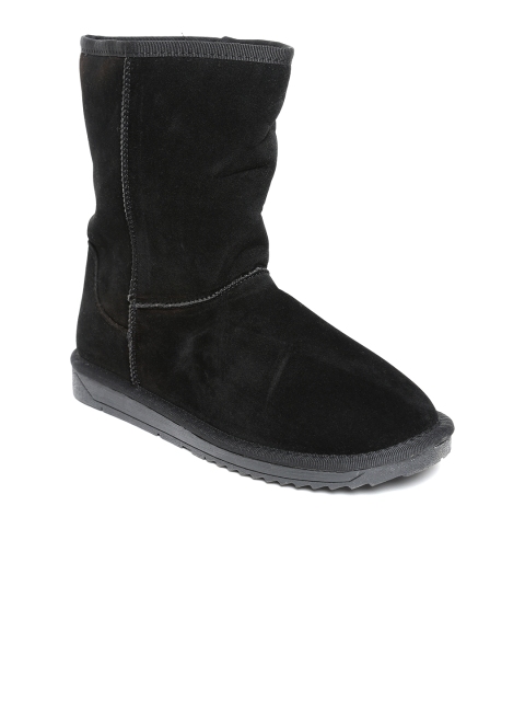 

Carlton London Women Black Solid Synthetic High-Top Flat Boots