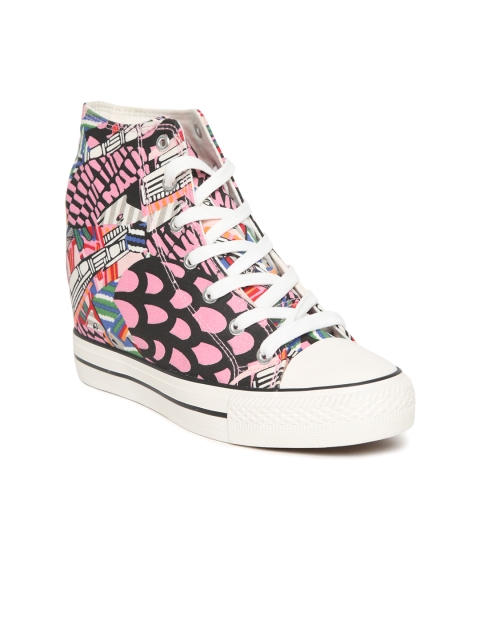

Carlton London Women Pink Printed Mid-Top Heeled Sneakers