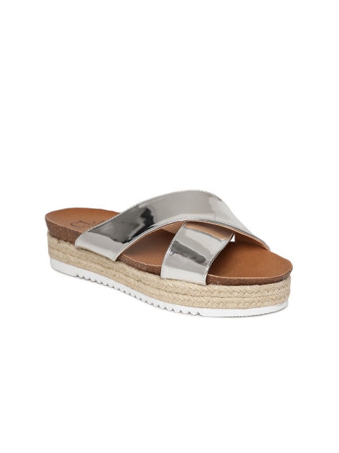 

Carlton London Women Silver-Toned Solid Flatforms