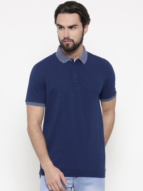 

Indian Terrain Men Blue Solid Polo Collar T-shirt