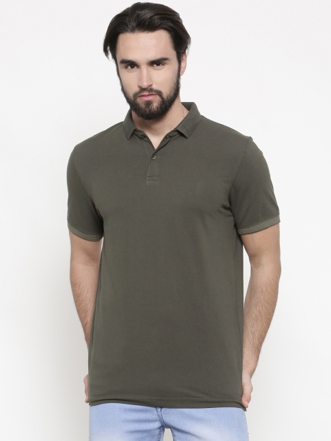 

Indian Terrain Men Olive Green Solid Polo Collar T-shirt