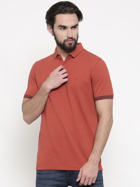 

Indian Terrain Men Rust Red Solid Polo Collar T-shirt