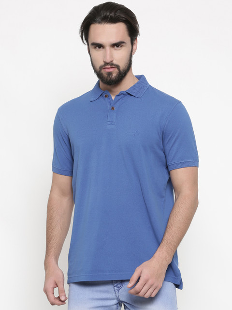 

Indian Terrain Men Blue Solid Polo Collar T-shirt