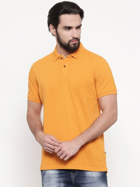 

Indian Terrain Men Orange Solid Polo Collar T-shirt