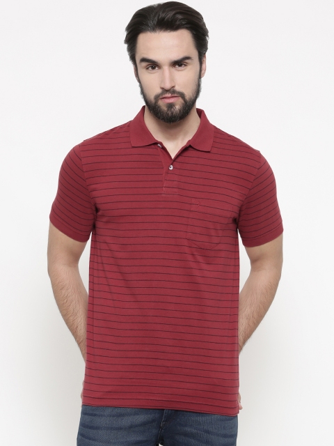 

Indian Terrain Men Red Striped Polo Collar T-shirt