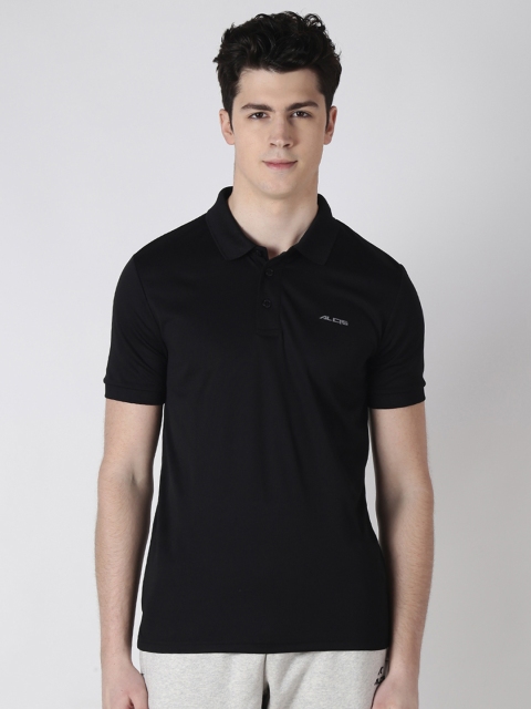

Alcis Men Black Solid Polo Collar T-shirt