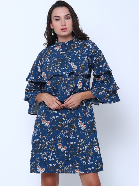 

Tokyo Talkies Women Blue Printed A-Line Dress