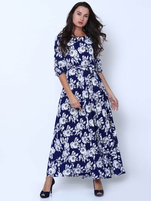 

Tokyo Talkies Women Blue Printed Maxi Dress