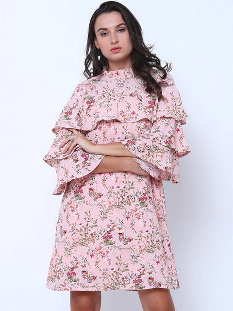 

Tokyo Talkies Women Pink Printed A-Line Dress