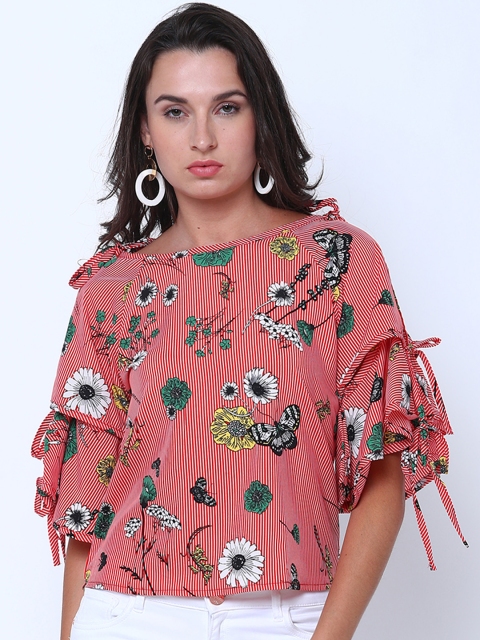 

Tokyo Talkies Women Red Printed A-Line Top