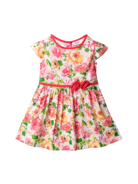 

Beebay Girls Orange Printed Fit and Flare Dress